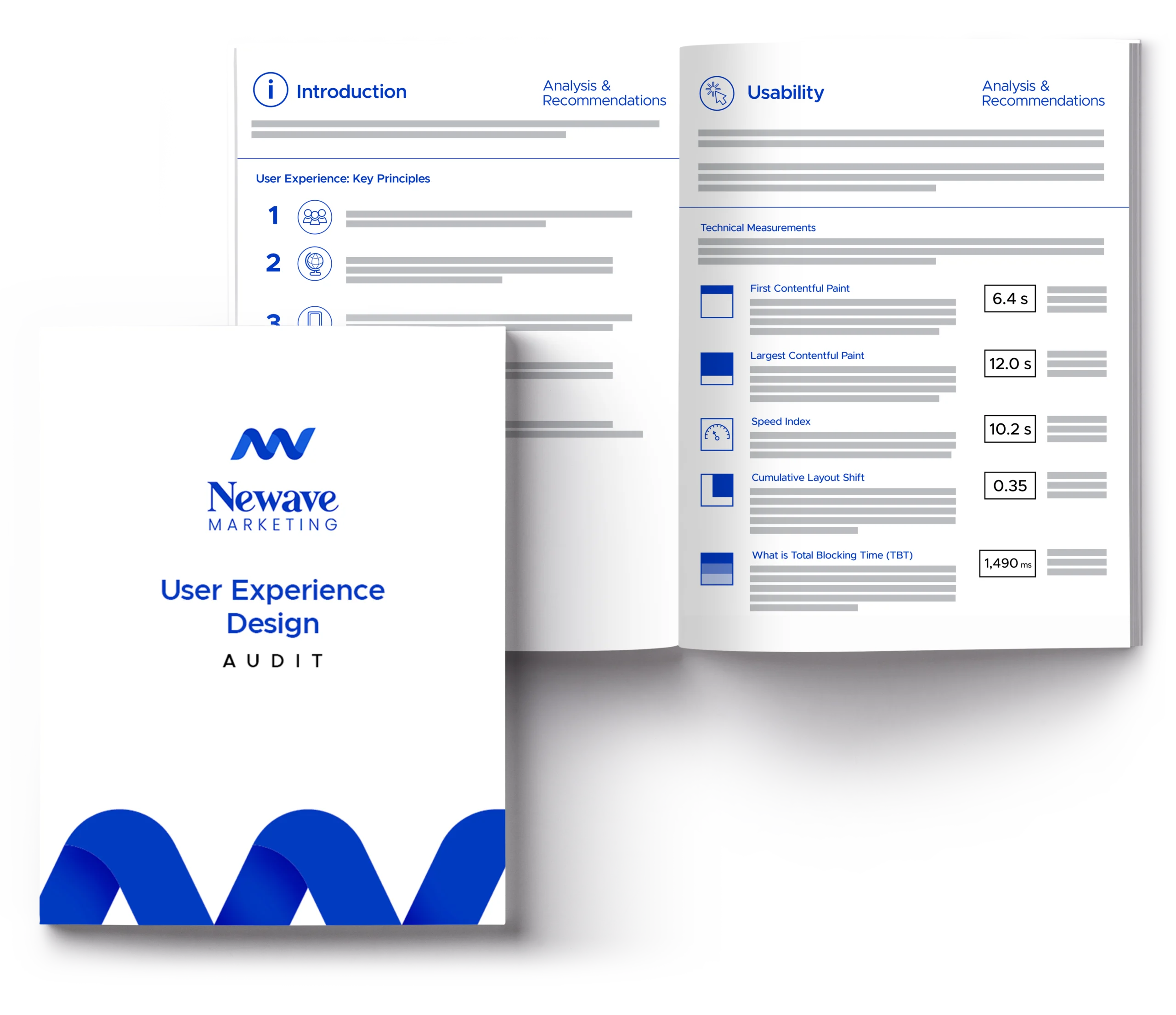 Mock-up of a sample User Experience (UX) design report